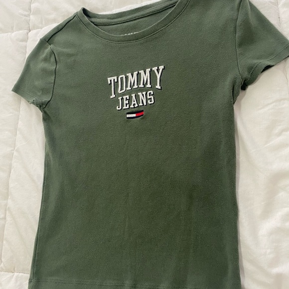 Olive Green Tommy Hilfiger Cropped Tee - Picture 5 of 5